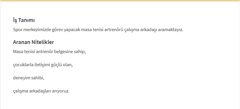 Masatenisi Antrenörlüğü İş İlanları