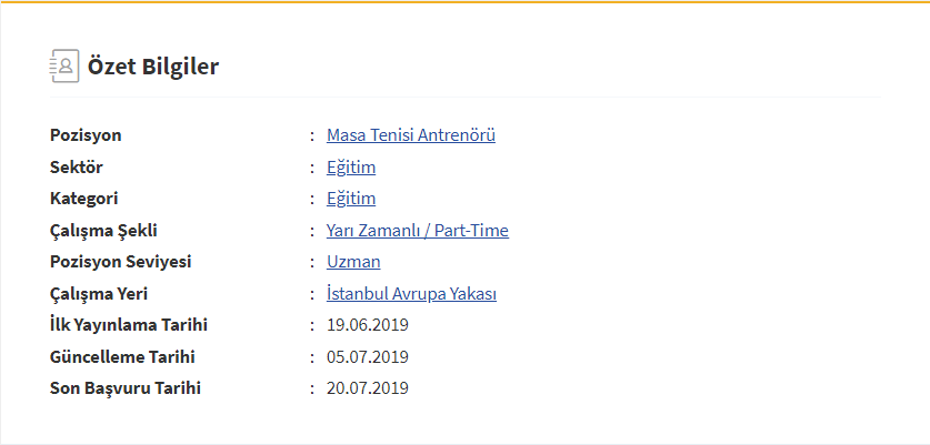 Masatenisi Antrenörlüğü İş İlanları