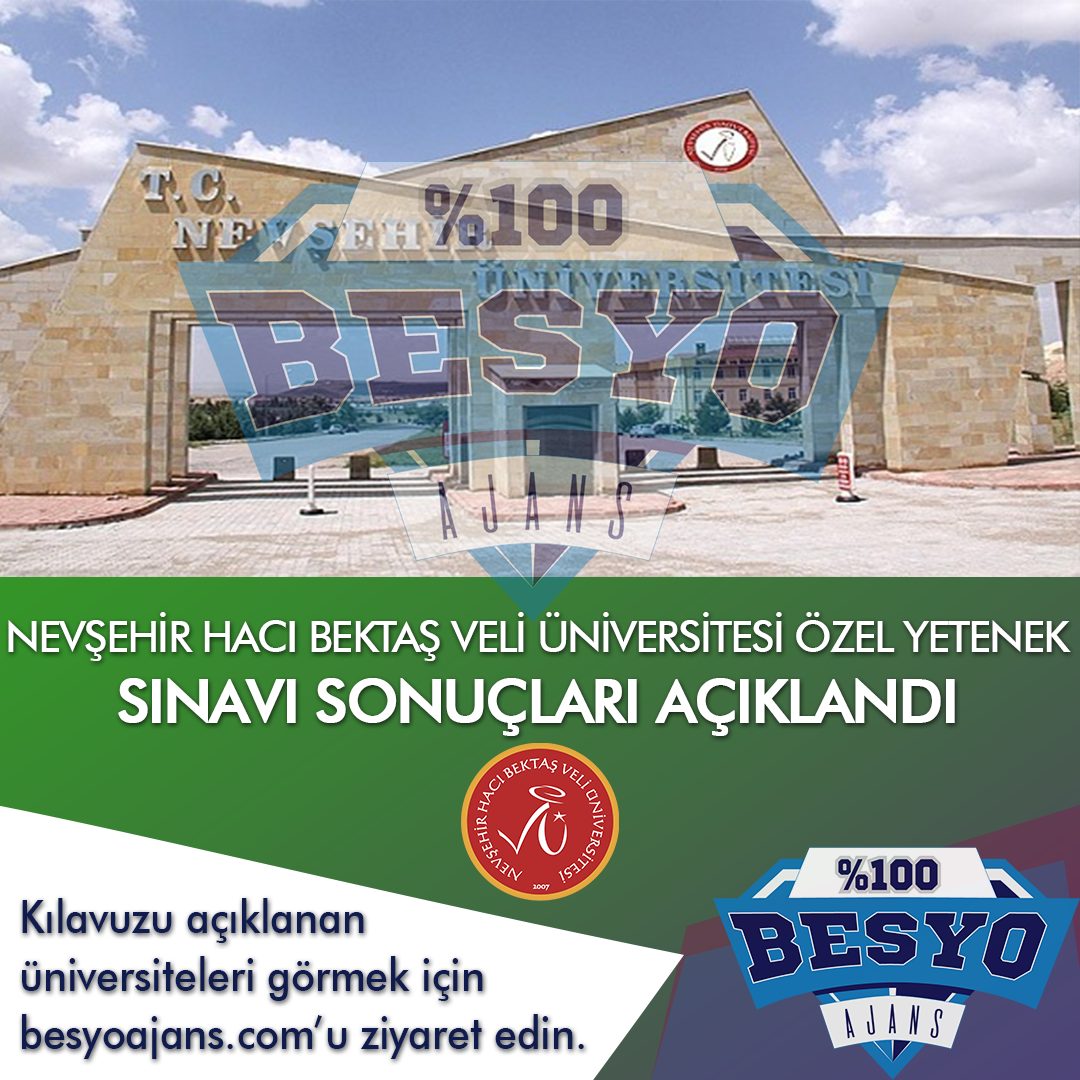 Nevşehir Hacıbektaş Veli Üniversitesi Besyo Özel Yetenek Sınavı Sonuçları 2019