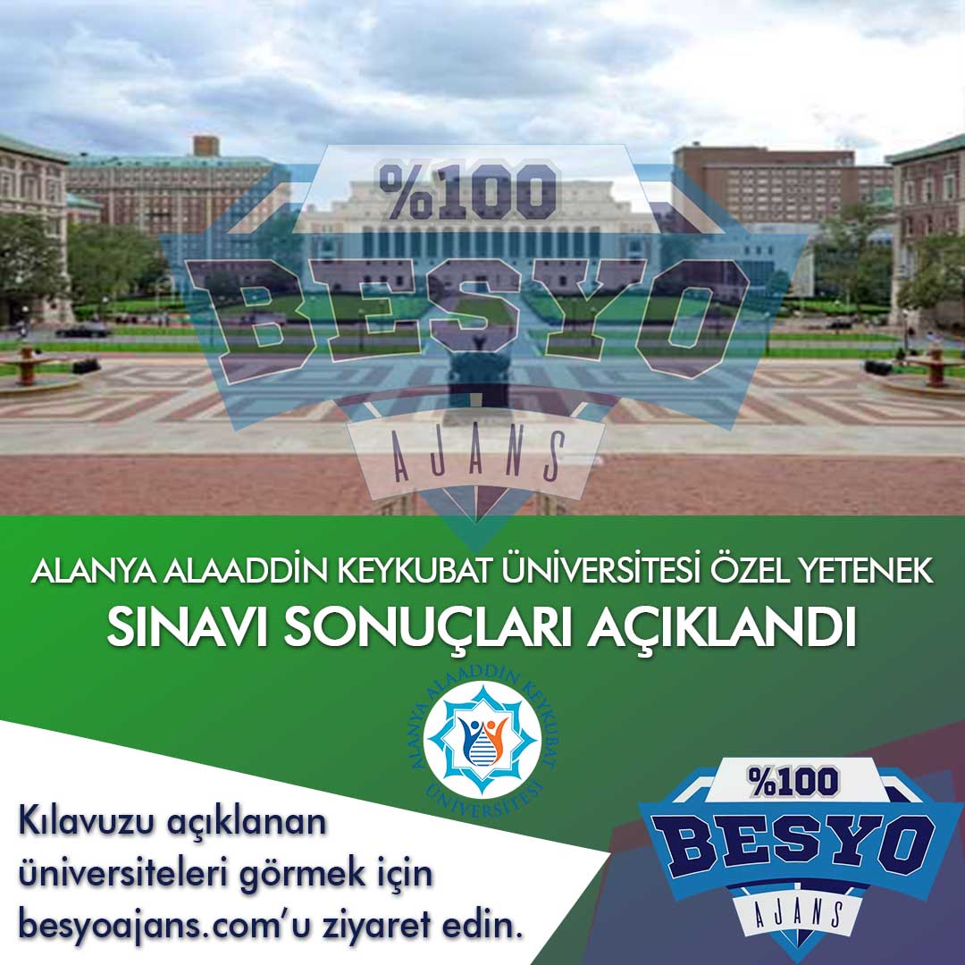 Alanya Alaaddin Keykubat Üniversitesi BESYO Özel Yetenek Sınavı Sonuçları 2019