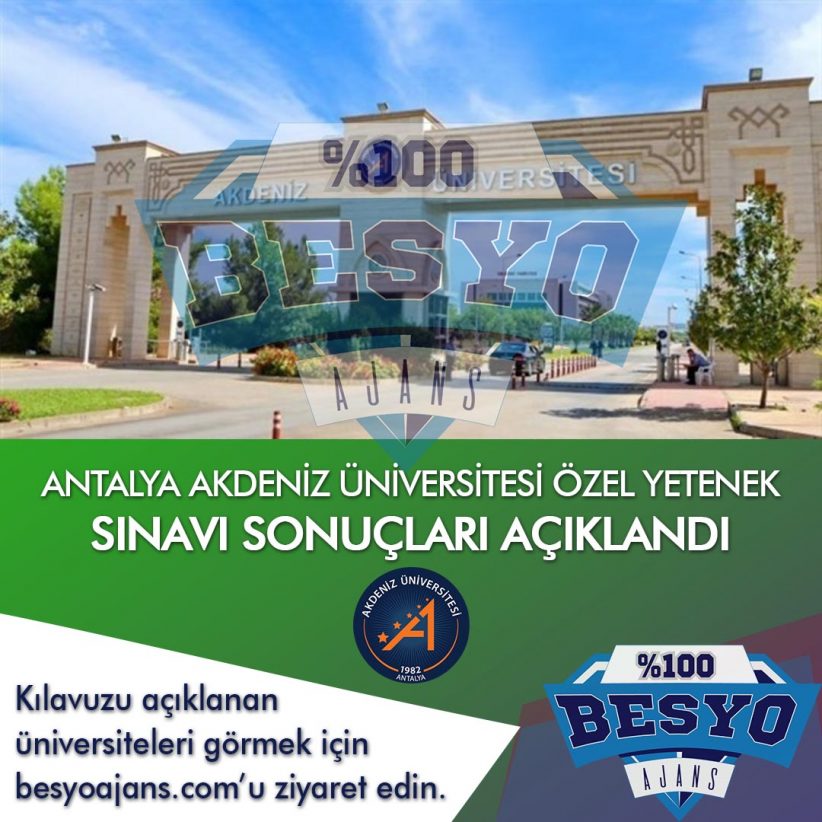 Antalya Akdeniz Üniversitesi BESYO Özel Yetenek Sınavı Sonuçları 2019