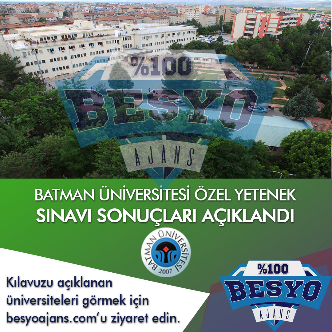 Batman Üniversitesi BESYO Özel Yetenek Sınavı Sonuçları 2019
