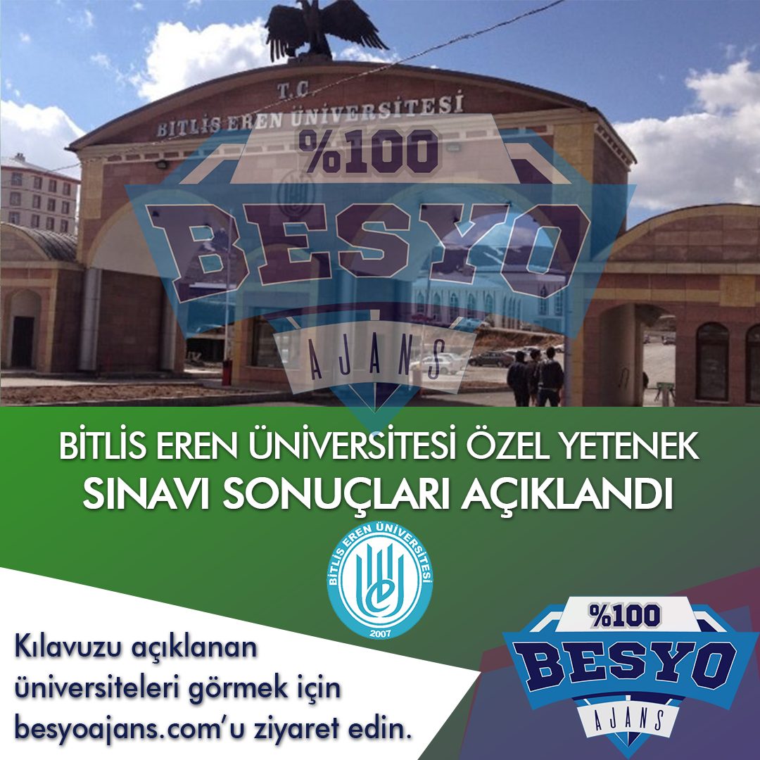 Bitlis Eren Üniversitesi BESYO Özel Yetenek Sınavı Sonuçları 2019