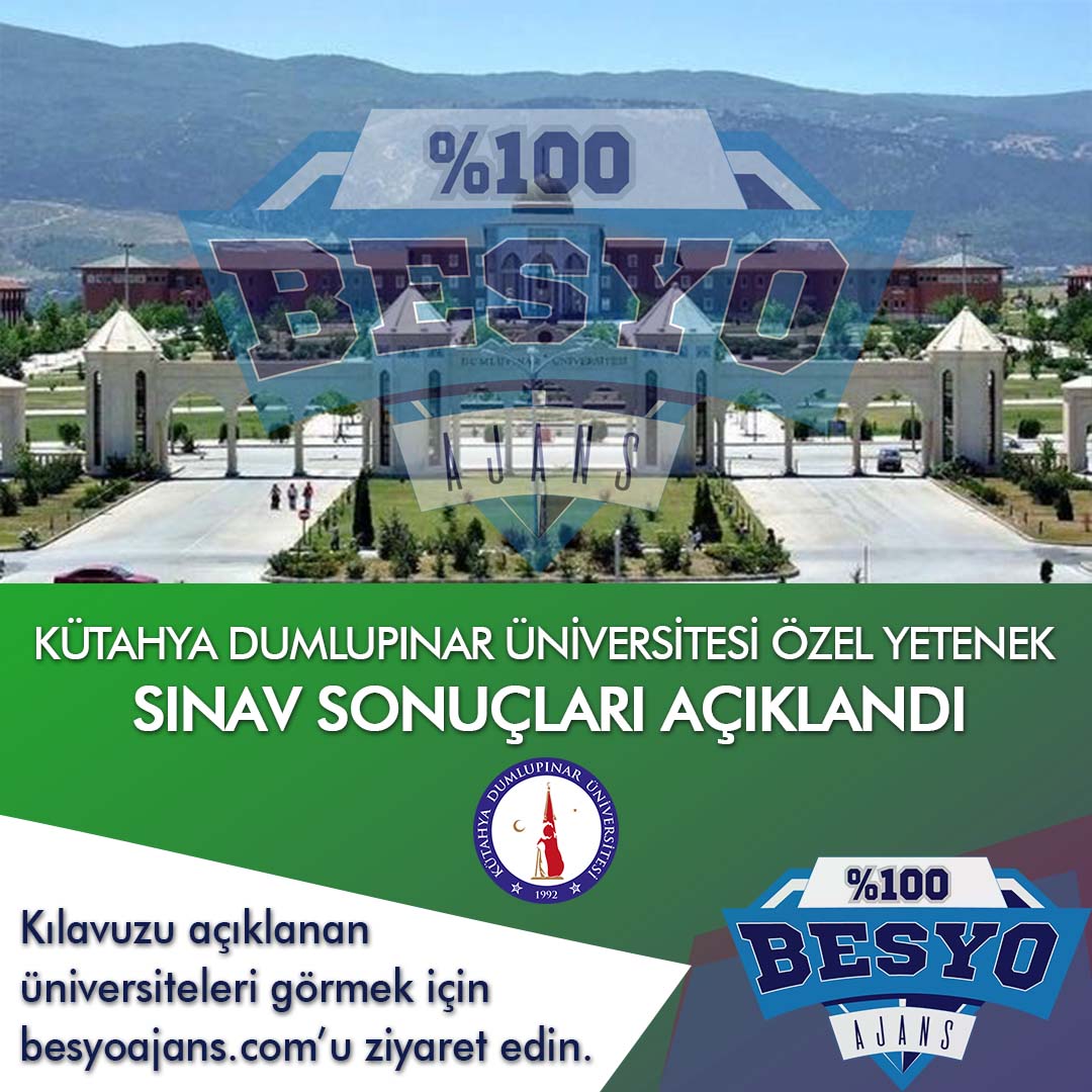 Kütahya Dumlupınar Üniversitesi BESYO Özel Yetenek Sınavı Sonuçları 2019
