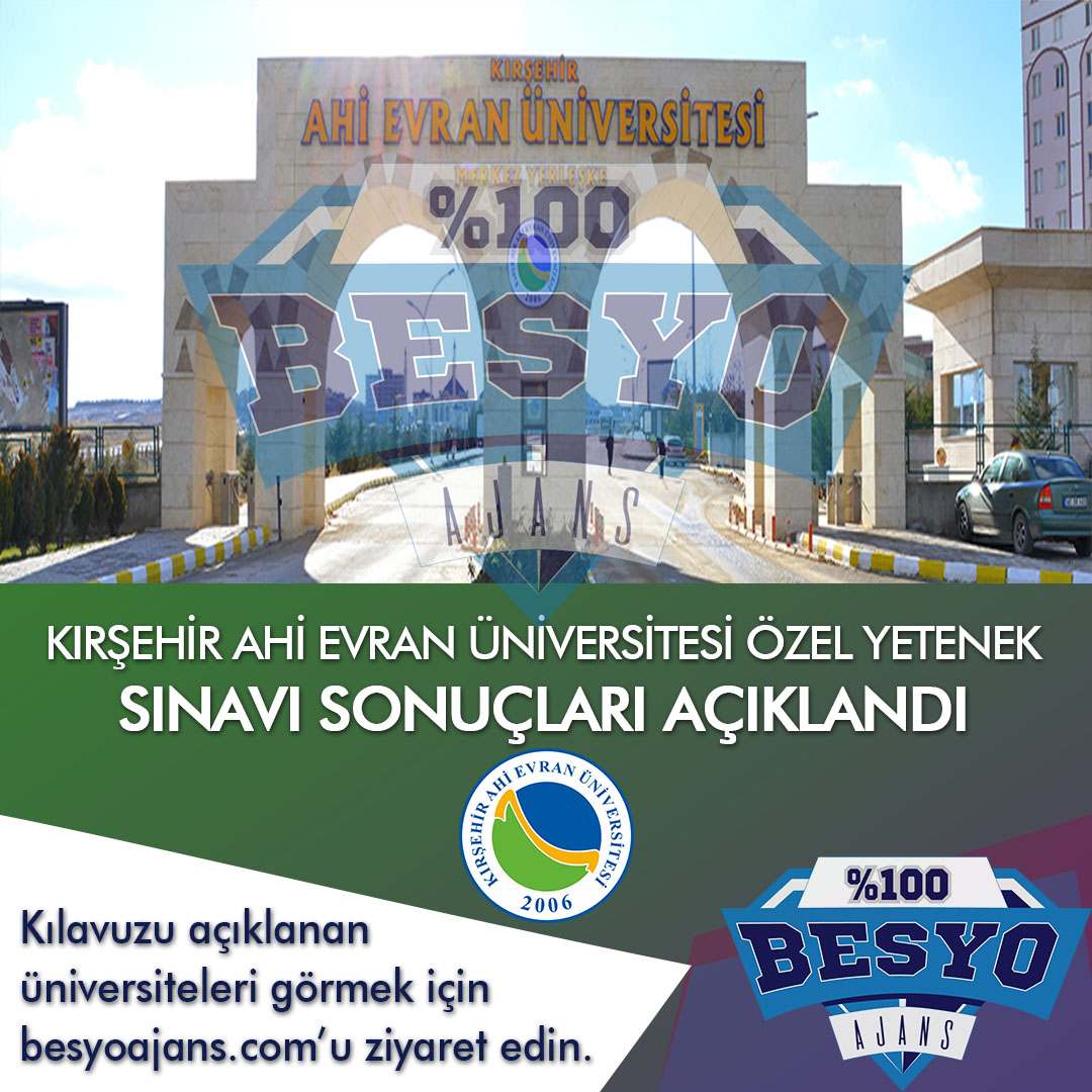 Kırşehir Ahi Evran Üniversitesi BESYO Özel Yetenek Sonuçları 2020