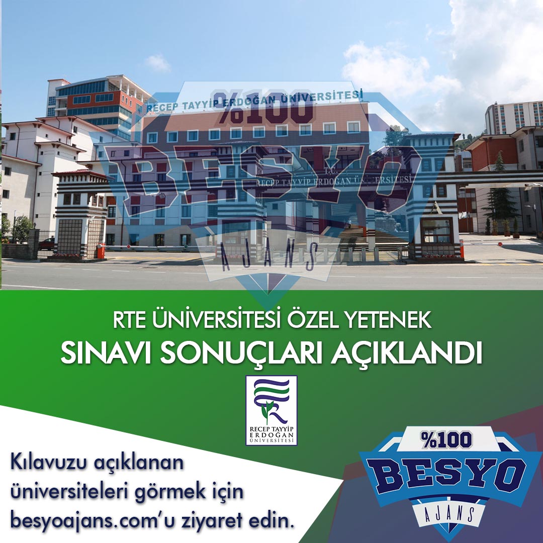 Rize RTE Üniversitesi BESYO Özel Yetenek Sınavı Sonuçları 2019