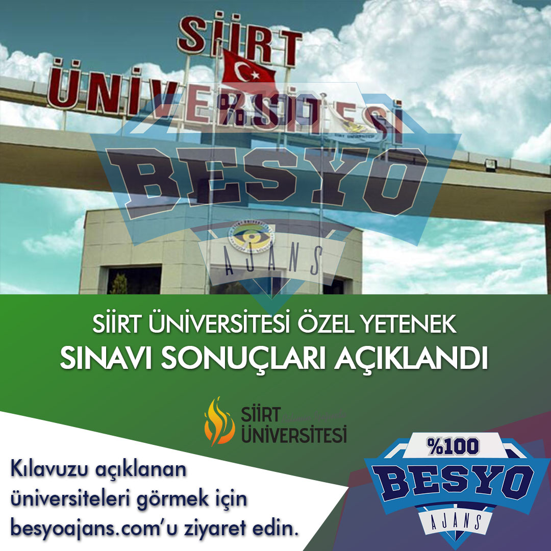 Siirt Üniversitesi BESYO Özel Yetenek Sınavı Sonuçları Açıklandı