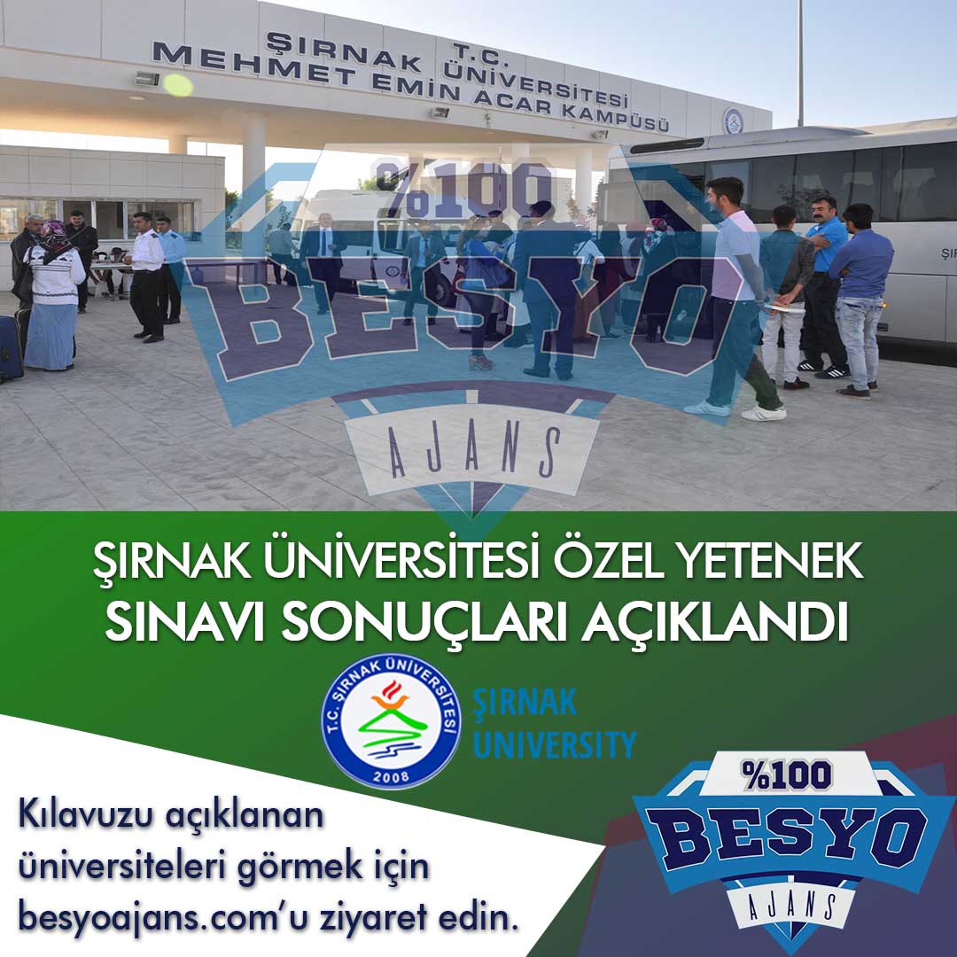 Şırnak Üniversitesi BESYO Özel Yetenek Sınavı Sonuçları 2019