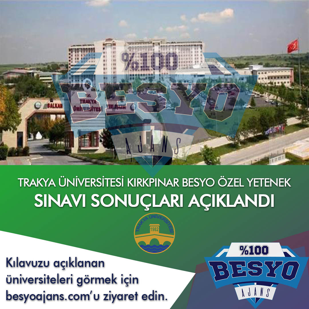 Edirne Trakya Üniversitesi BESYO Özel Yetenek Sınavı Sonuçları 2019