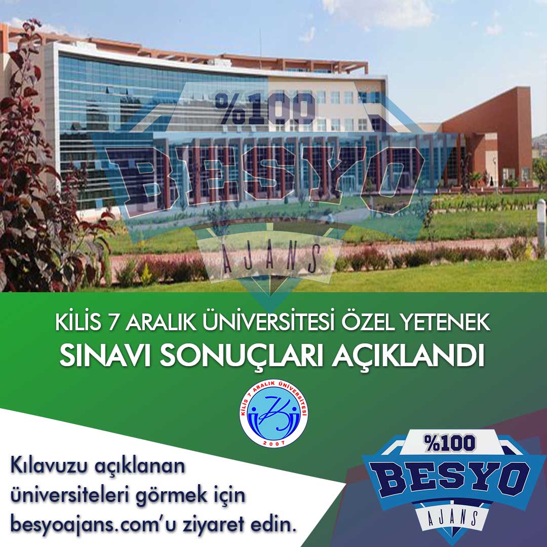 Kilis 7 Aralık Üniversitesi BESYO Özel Yetenek Sınavı Sonuçları 2019