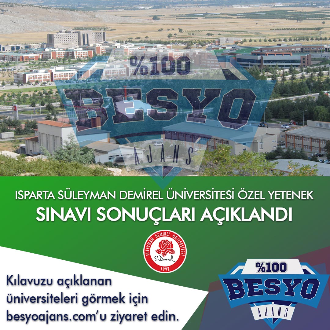Isparta Süleyman Demirel Üniversitesi BESYO Özel Yetenek Sınavı Sonuçları 2019