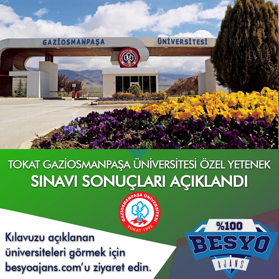 Tokat Gaziosmanpaşa Üniversitesi Besyo Özel Yetenek Sınavı Sonuçları