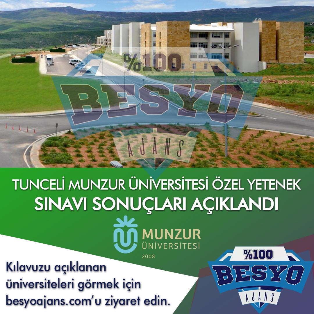 Tunceli Munzur Üniversitesi BESYO Özel Yetenek Sınavı Sonuçları 2019