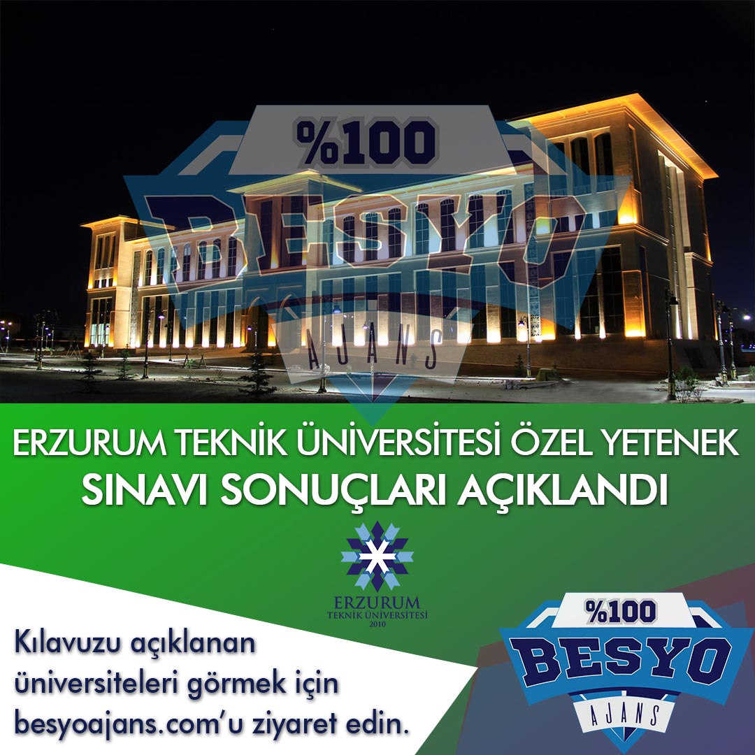 Erzurum Teknik Üniversitesi BESYO Özel Yetenek Sınavı Sonuçları 2020