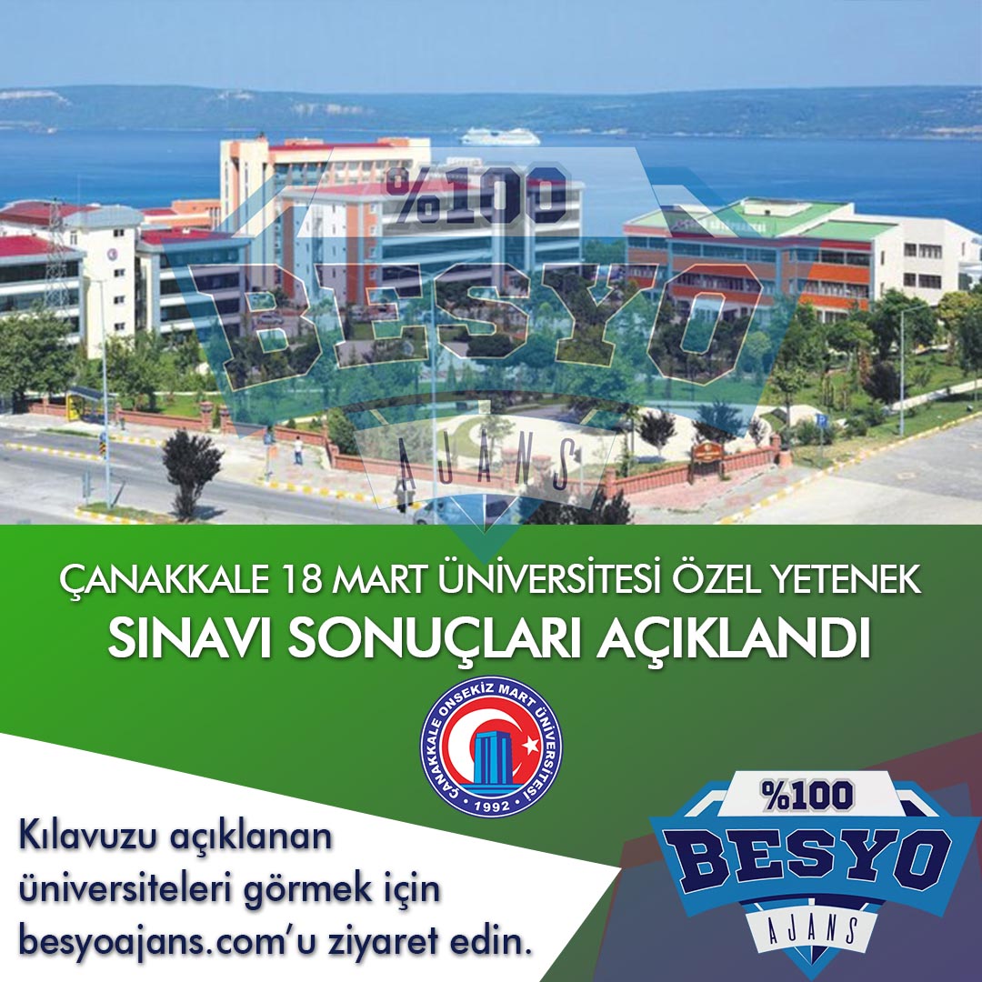 Çanakkale OnSekiz Mart Üniversitesi BESYO Özel Yetenek Sınavı Sonuçları 2019